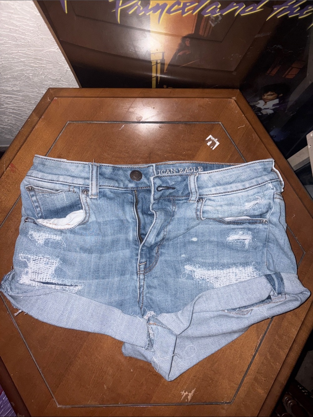 American Eagle Outfitters Light Wash Distressed Denim Shorties